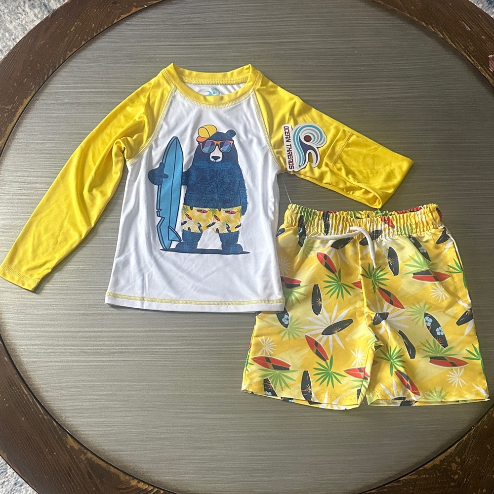 Kids Swim Set with Bear Print